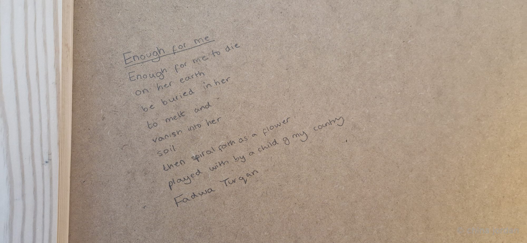 Pencil inscription — Enough for Me by Fadwa Tuqan
