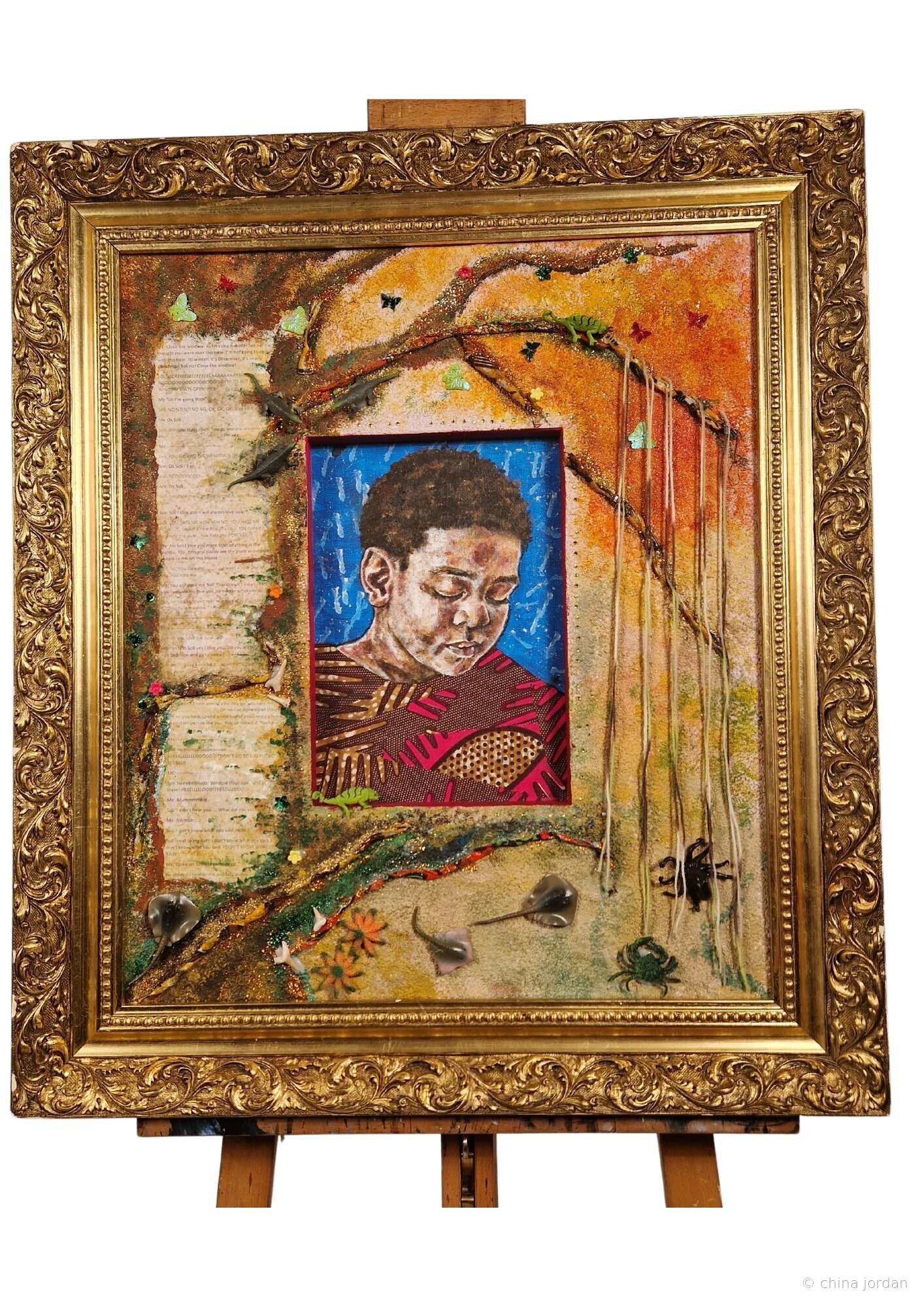 Honouring My Son &mdash; multi-media painting in ornate frame